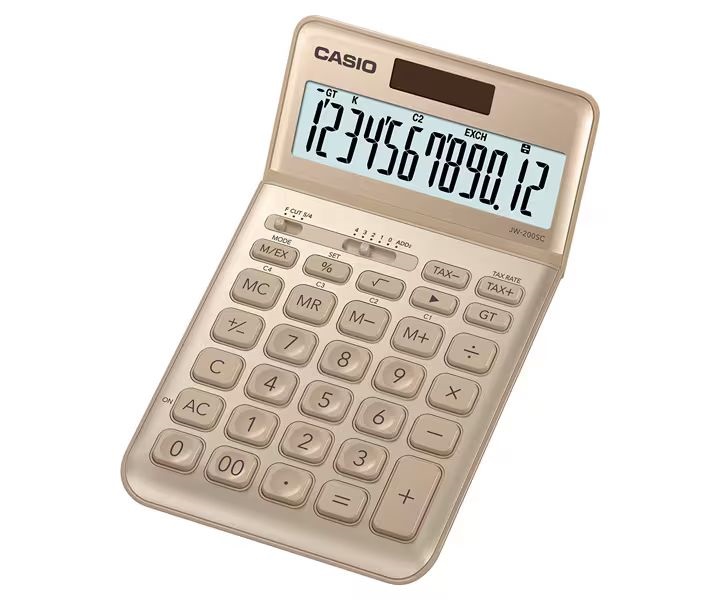 Калькулятор настільний 12 розрядів золотистий Casio (JW-200SC-GD-W-EP)